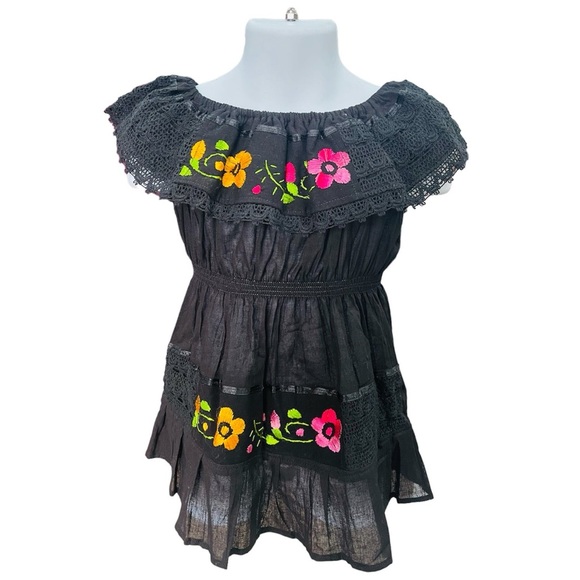 Campesina Dress for Girls Black - Picture 1 of 1